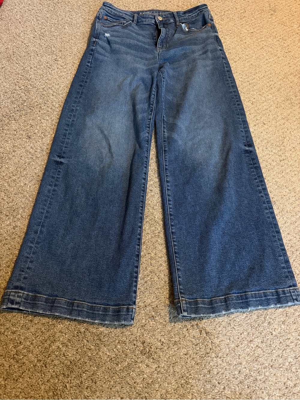 American Eagle Outfitters Wide-Leg Jeans in Dark Blue Denim